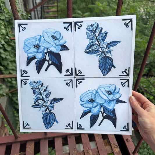 Gardenias on the Tile Print