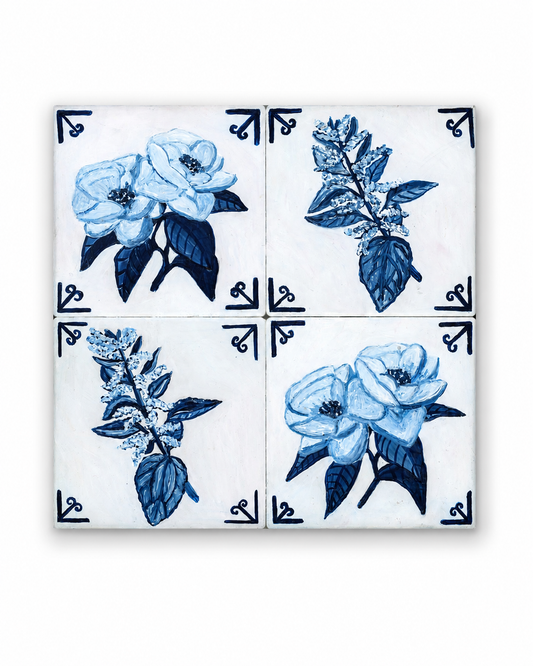 Gardenias on the Tile - 4 Tile Panel