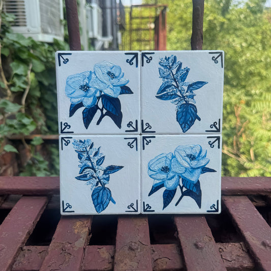 Gardenias on the Tile - 4 Tile Panel